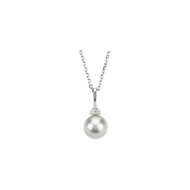 Cultured White Freshwater Pearl & .06 CTW Natural Diamond Necklace