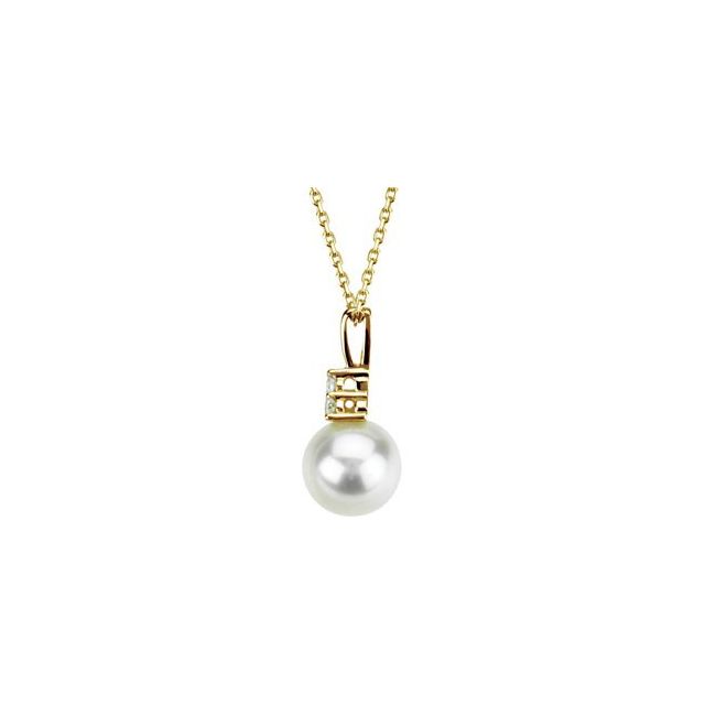 Cultured White Freshwater Pearl & .06 CTW Natural Diamond Necklace