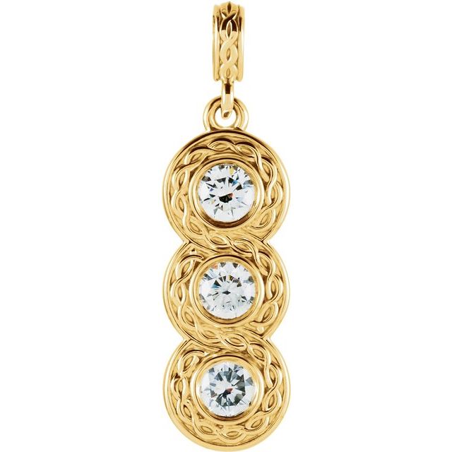 Round 1/3 CTW Natural Diamond Three-Stone Pendant