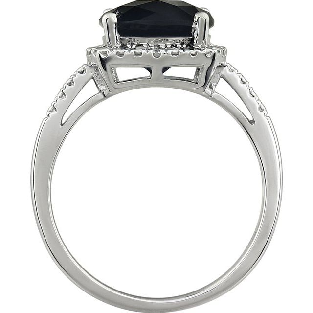 Cushion Natural Black Onyx & .03 CTW Natural Diamond Ring