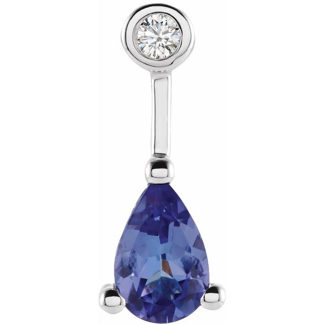 Pear Natural Tanzanite & .025 CTW Natural Diamond Pendant