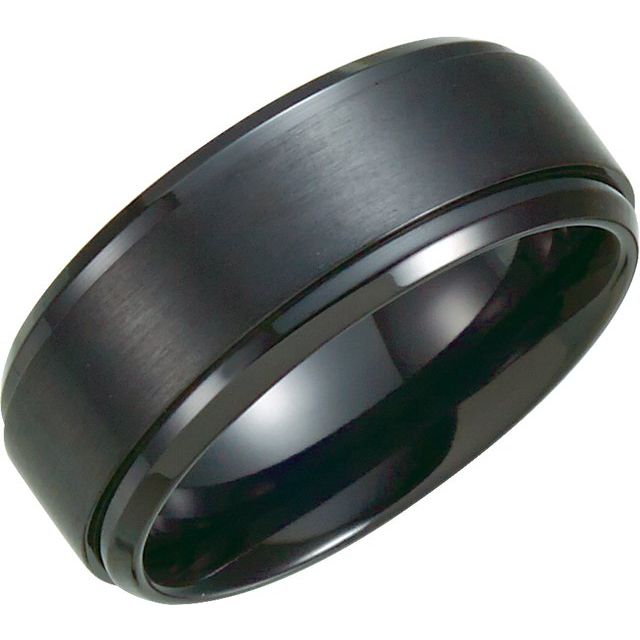 Black Titanium 9mm Ridged Band