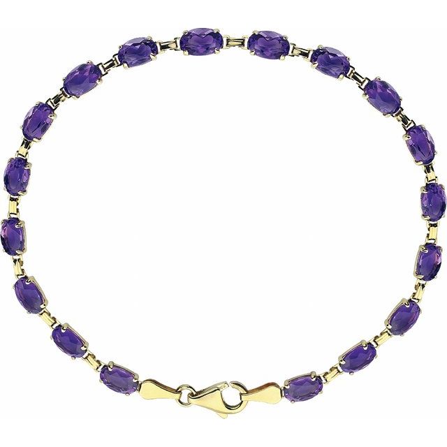 Oval Natural Amethyst 7.25" Bracelet