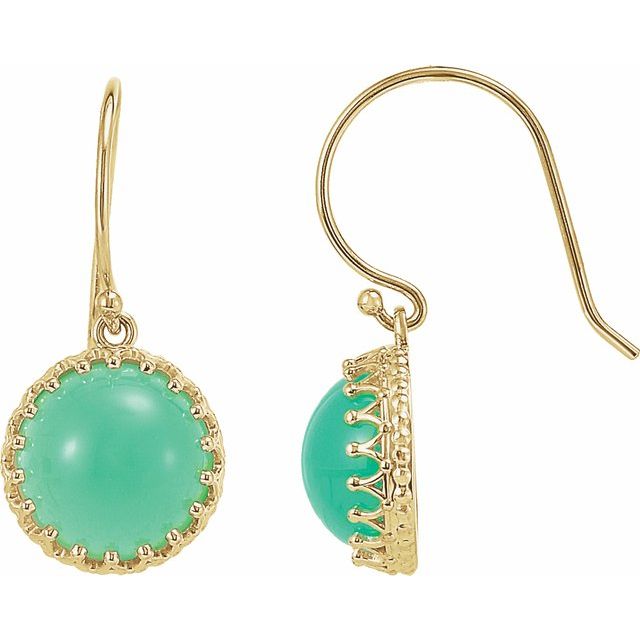 Round 10mm Natural Blue Chalcedony Earrings