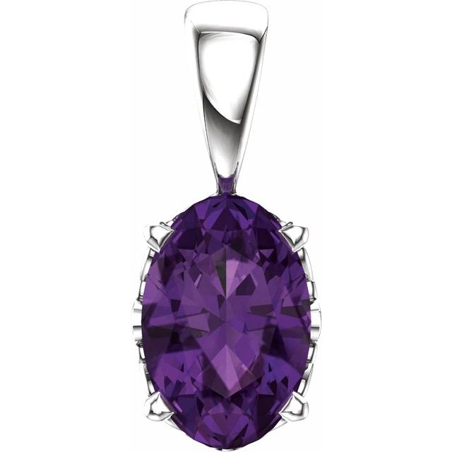 Oval Natural Amethyst Pendant