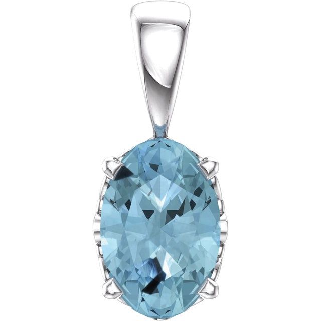 Oval Natural Aquamarine Pendant