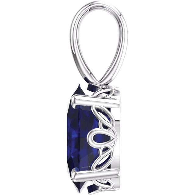 Oval Lab-Grown Blue Sapphire Pendant