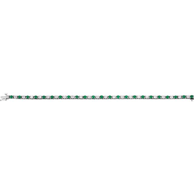 Round Natural Emerald & 2 CTW Natural Diamond Line Bracelet