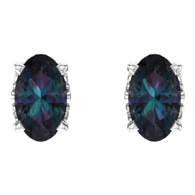 Oval Lab-Grown Alexandrite Earrings