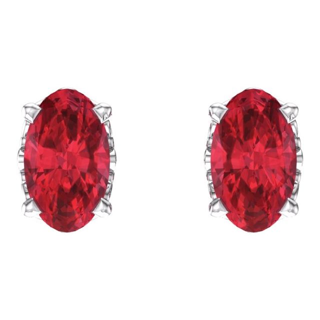 Oval Lab-Grown Ruby Earrings