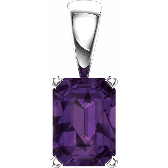 Emerald Natural Amethyst Solitiare Pendant