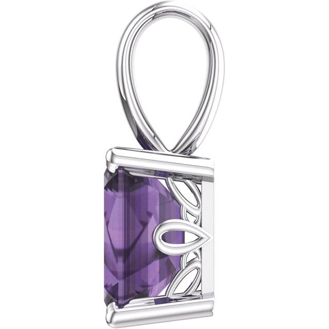 Emerald Natural Amethyst Solitiare Pendant