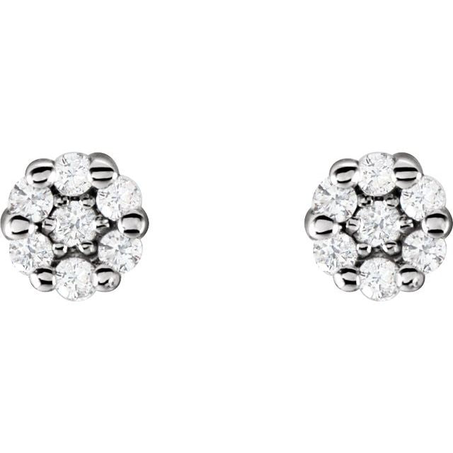 Round 1/10 CTW Natural Diamond Cluster Earrings