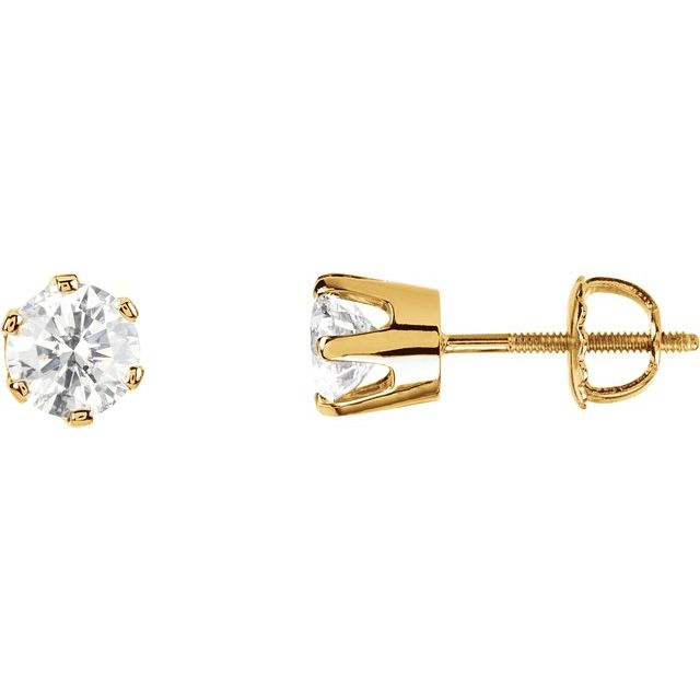 Round 1 1/2 CTW Natural Diamond 6-Prong Stud Earrings