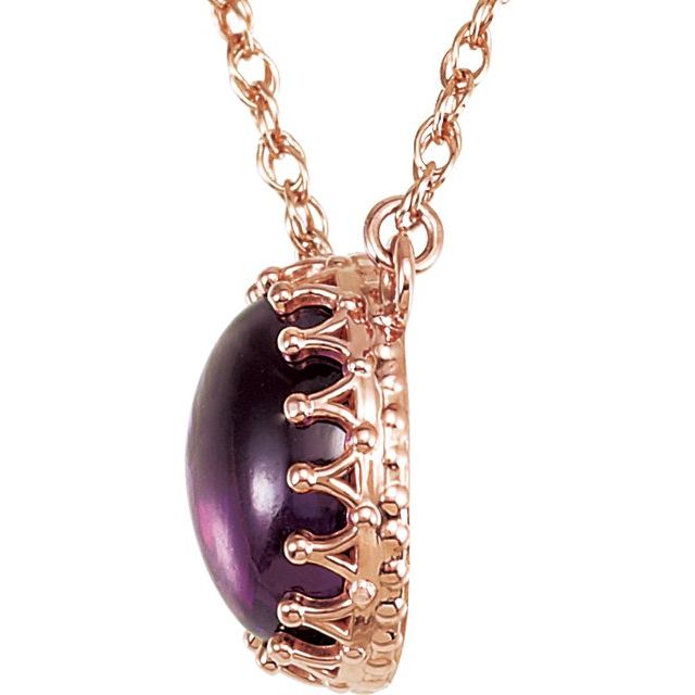 10x8mm Oval Natural Amethyst Necklace