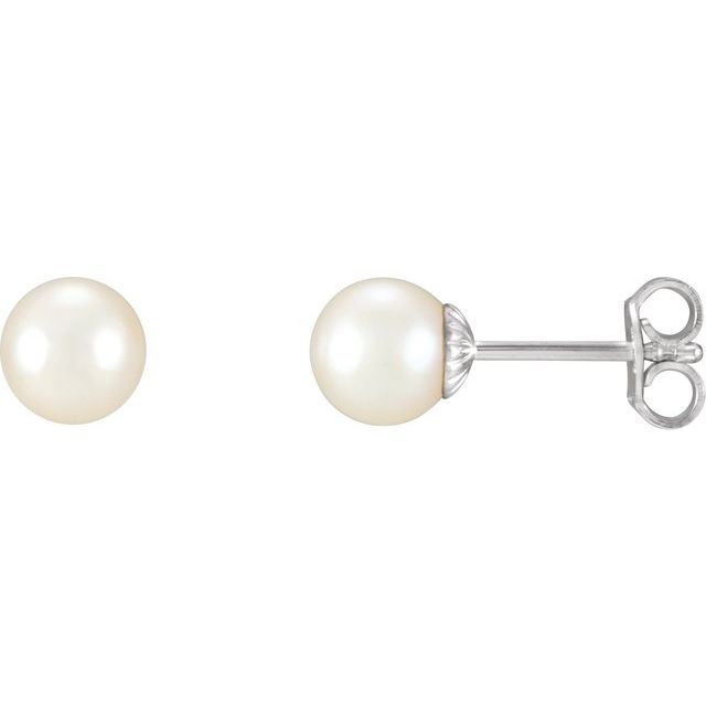 7-7.5mm Cultured White Freshwater Pearl Earrings