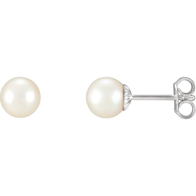 7-7.5mm Cultured White Freshwater Pearl Earrings