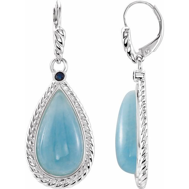 Pear Natural Aquamarine & Natural Blue Sapphire Earrings