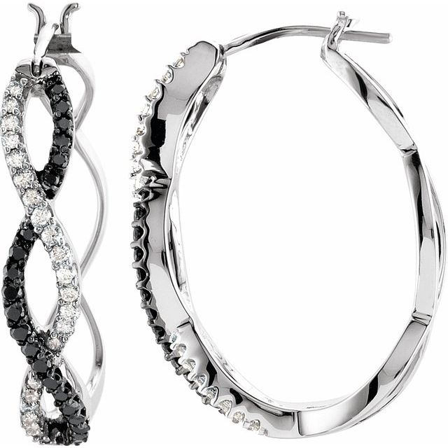 1/2 CTW Natural Black & White Diamond Hoop Earrings