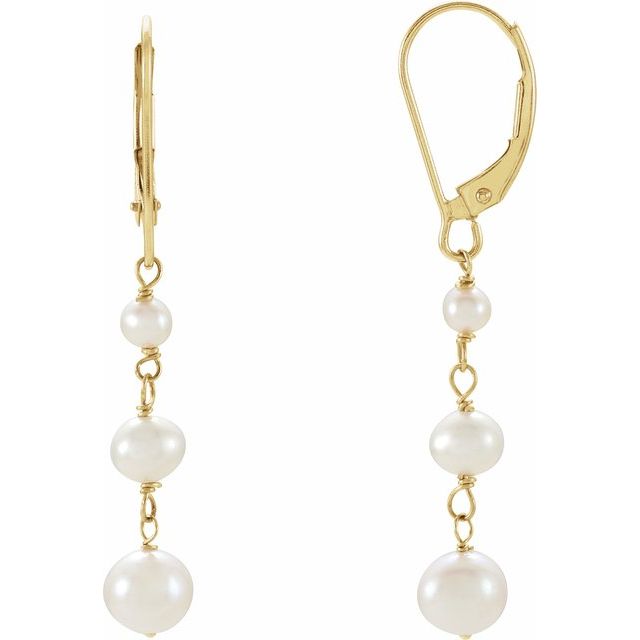 Cultured White Freshwater Pearl  Earrings