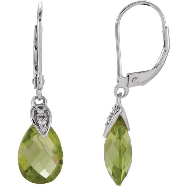 Pear Natural Peridot & .025 CTW Natural Diamond Earrings