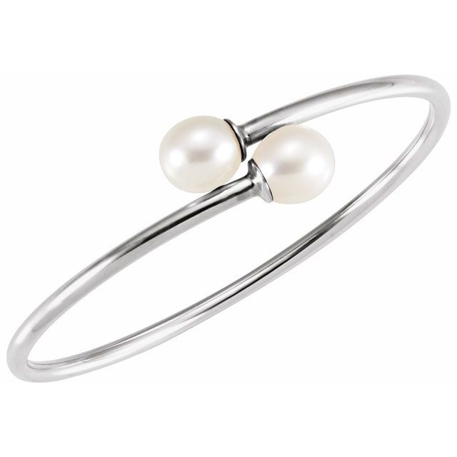 Cultured Gray Freshwater Pearl Flexible Bangle Bracelet