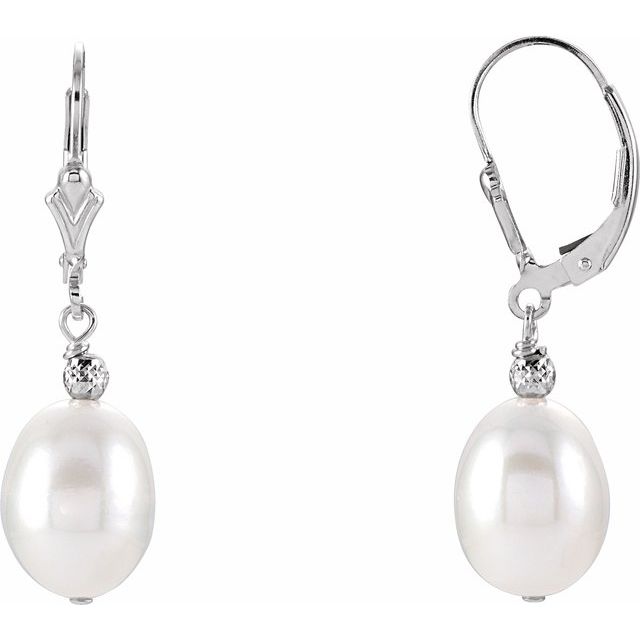 9-9.5mm Cultured White Freshwater Pearl Earrings