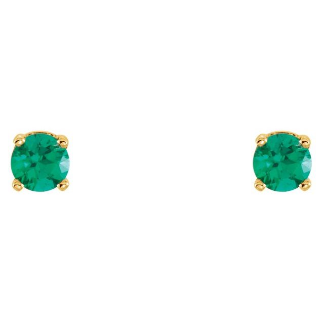Round Natural Emerald Youth Earrings