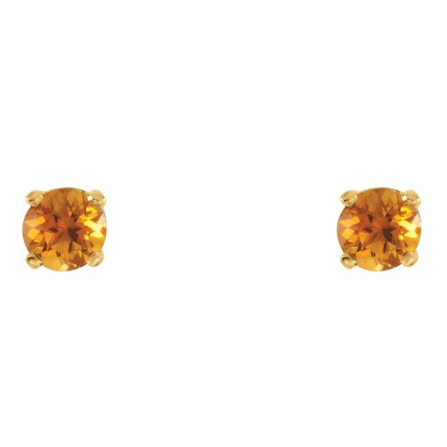 Round Natural Citrine Youth Earrings