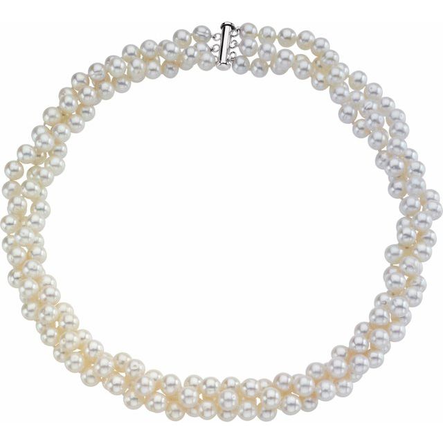 Cultured White Freshwater Pearl 3-Strand 22" Necklace