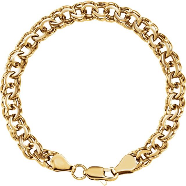 7mm Solid Double Link Charm Bracelet