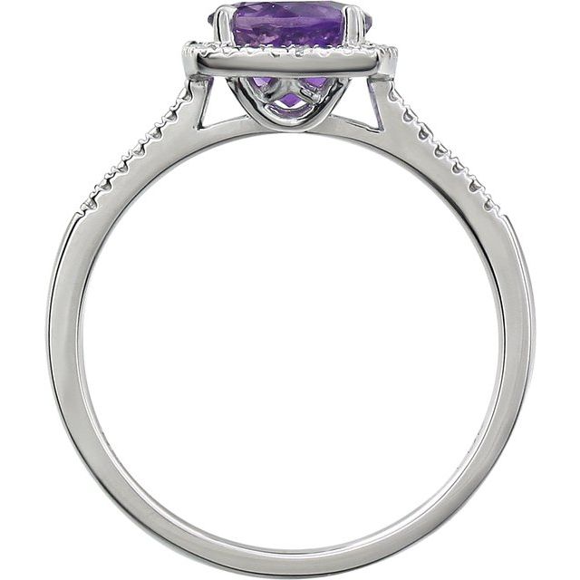 Round Natural Amethyst & .01 CTW Natural Diamond Ring