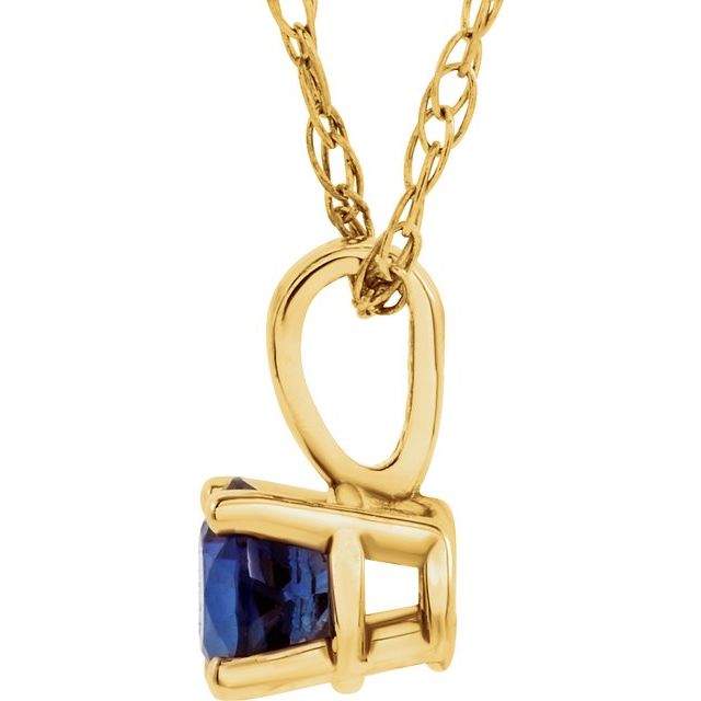 Round 3mm Lab-Grown Blue Sapphire Youth Solitaire 14" Necklace