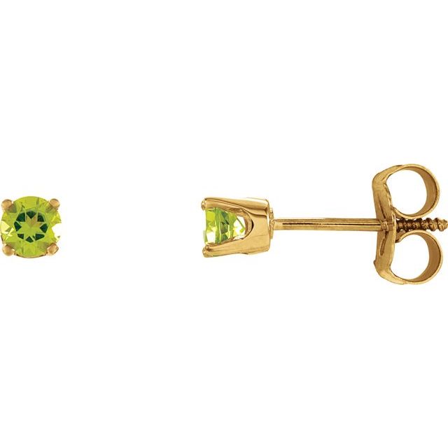 Round Natural Peridot Youth Earrings