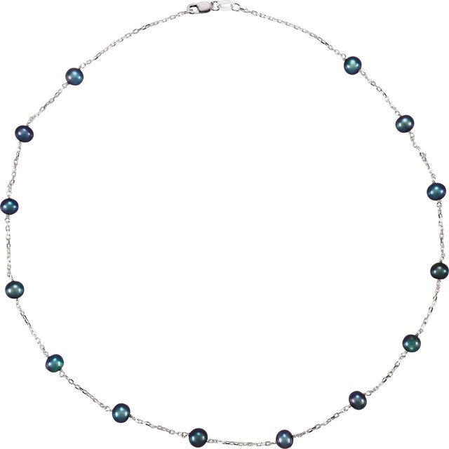 Cultured Black Freshwater Pearl 14-Station Necklace