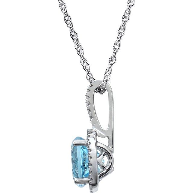 Round 7mm Natural Sky Blue Topaz & .015 CTW Natural Diamond Necklace