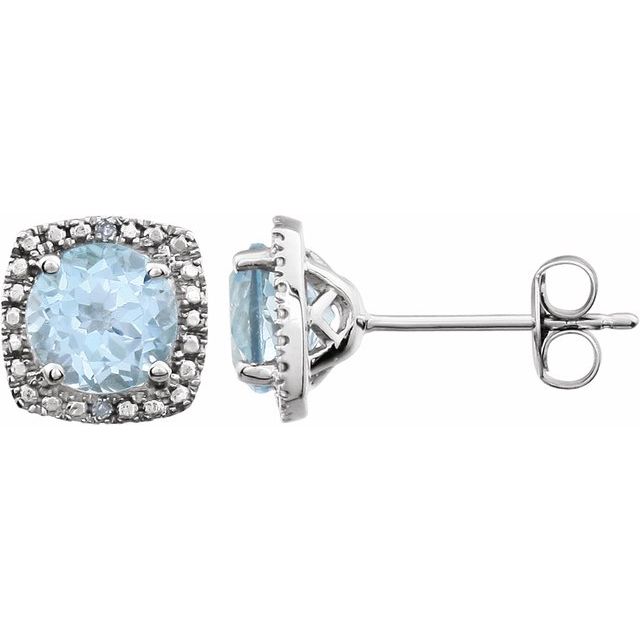 Round Natural Sky Blue Topaz & .015 CTW Natural Diamond Earrings