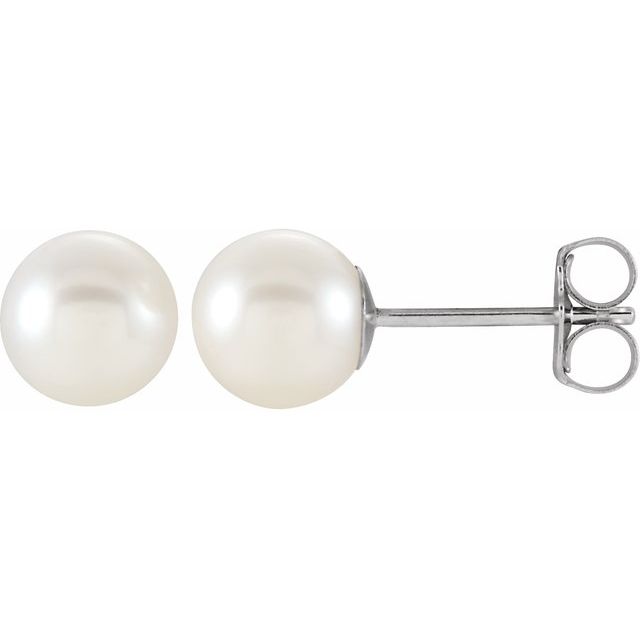 6-6.5mm Cultured White Freshwater Pearl Earrings