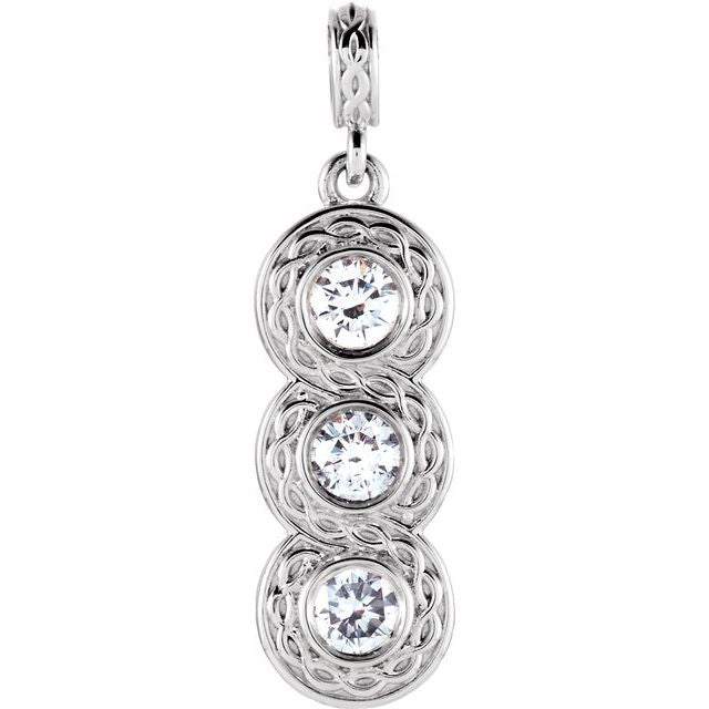 Round 1/3 CTW Natural Diamond Three-Stone Pendant