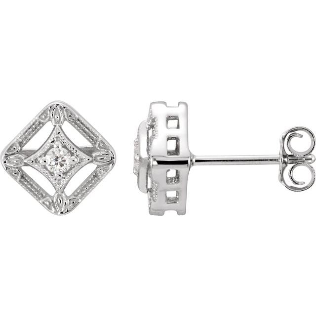 Round .08 CTW Natural Diamond Filigree Earrings