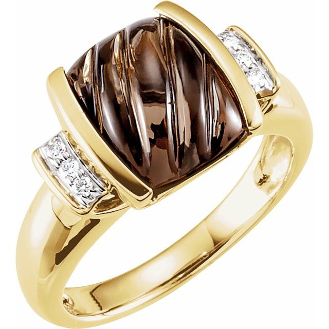 Natural Smoky Quartz & .06 CTW Natual Diamond Ring