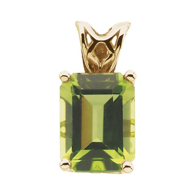Emerald Natural Peridot Scroll Setting Pendant