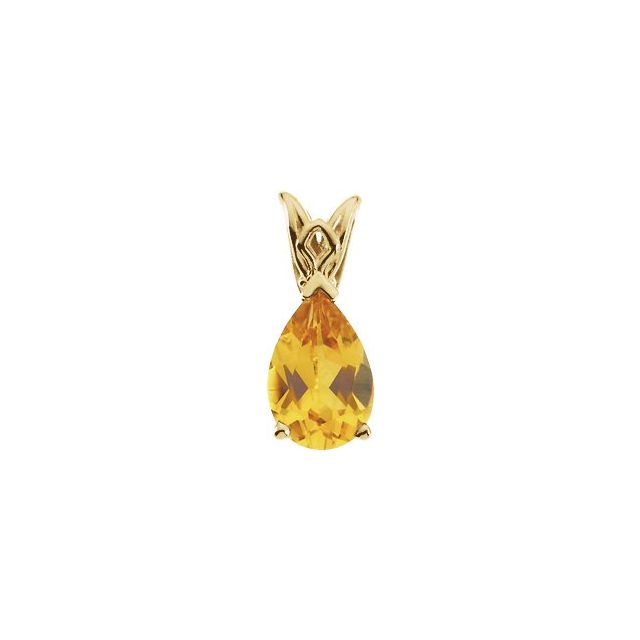 Pear Natural Citrine Scroll Setting Pendant