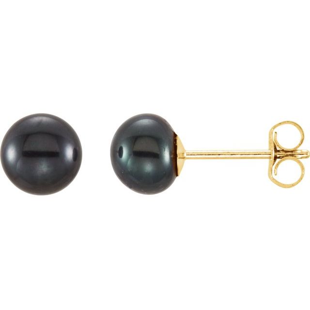 5-6mm Cultured Black Freshwater Pearl Earrings