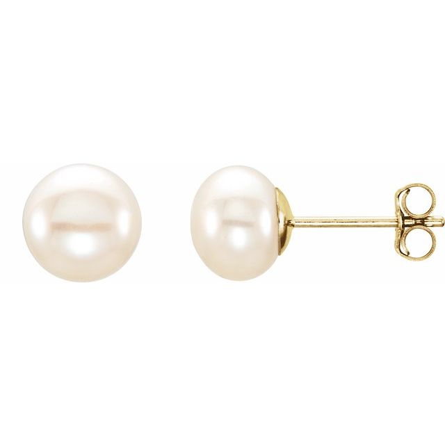 6-7mm Cultured White Freshwater Pearl Earrings