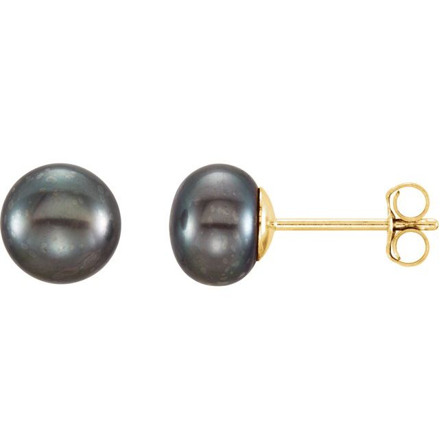 6-7mm Cultured Black Freshwater Pearl Earrings