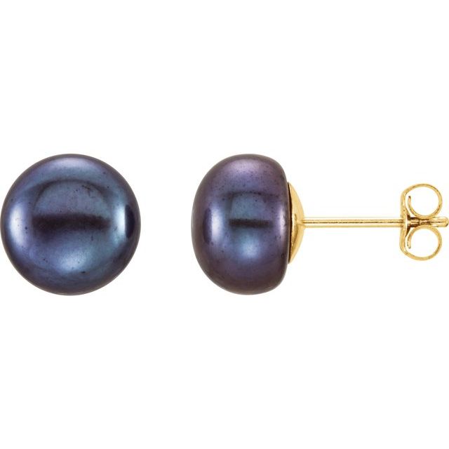 8-9mm Cultured Black Freshwater Pearl Earrings
