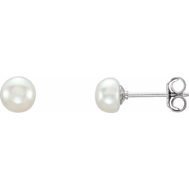 5-6mm Cultured White Freshwater Pearl Earrings