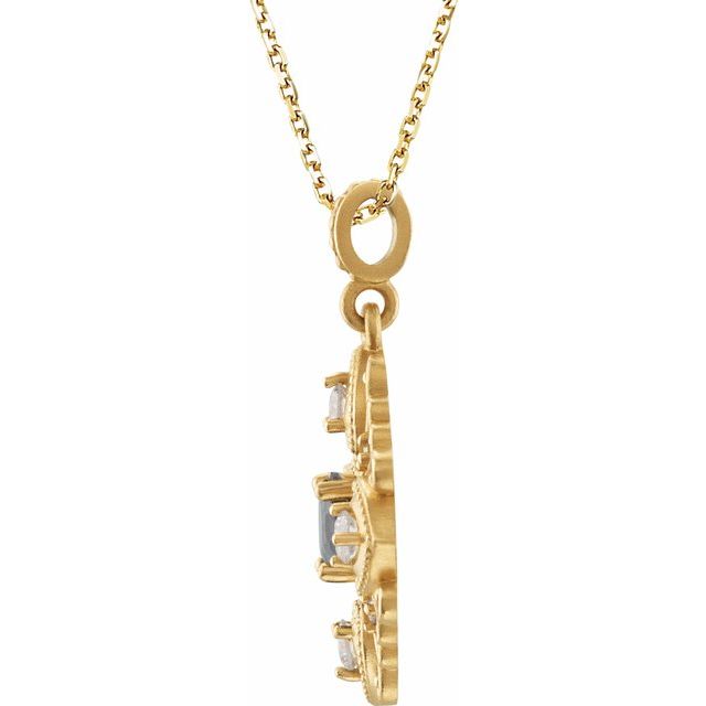Round Natural London Blue Topaz & 1/4 CTW Natural Diamond Necklace