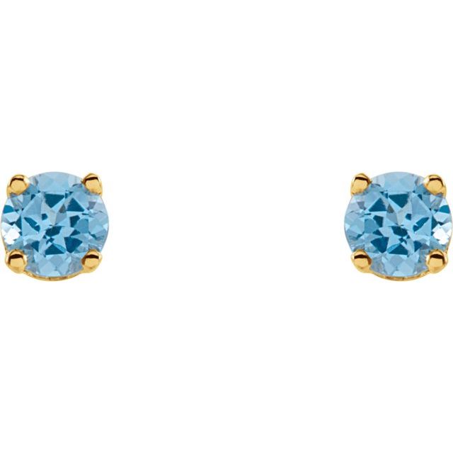 Round Natural Swiss Blue Topaz Youth Earrings